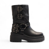 Europeon Union Women Black Leather Half Boot #3294